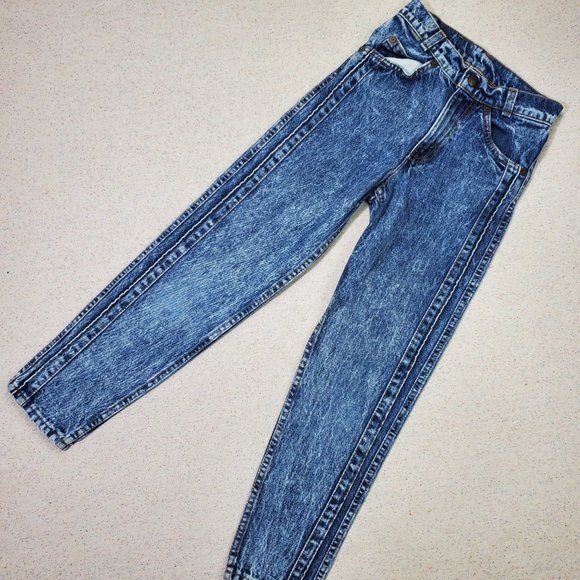 Vintage Levi's Acid Wash Tapered Leg Jeans kids 10 SLIM - Picture 5 of 10
